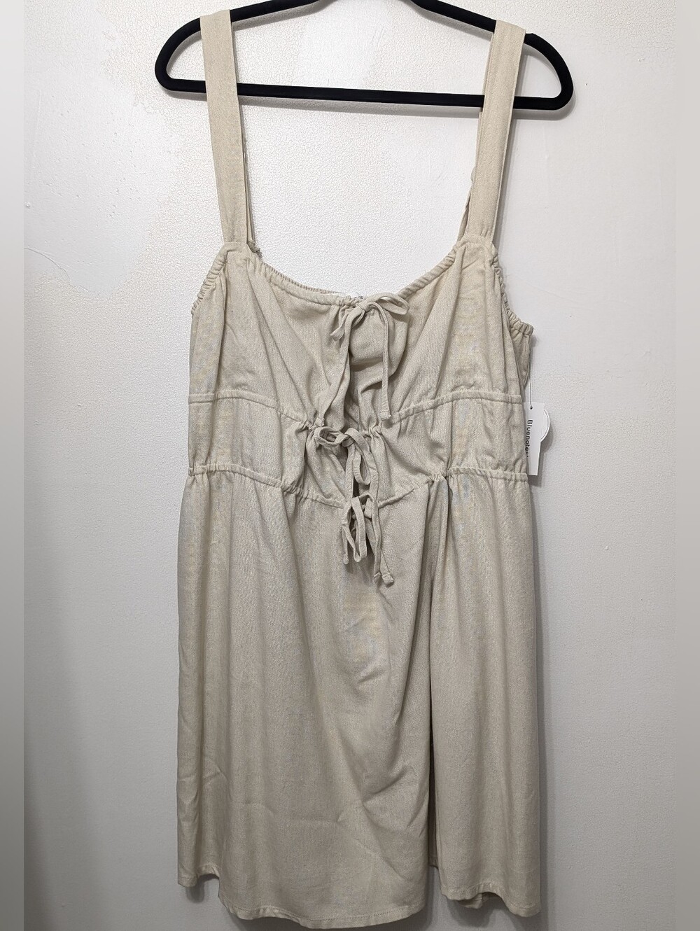 NWT Bluenotes Beige Tie-Front Sundress with Wide Straps Linen Xl